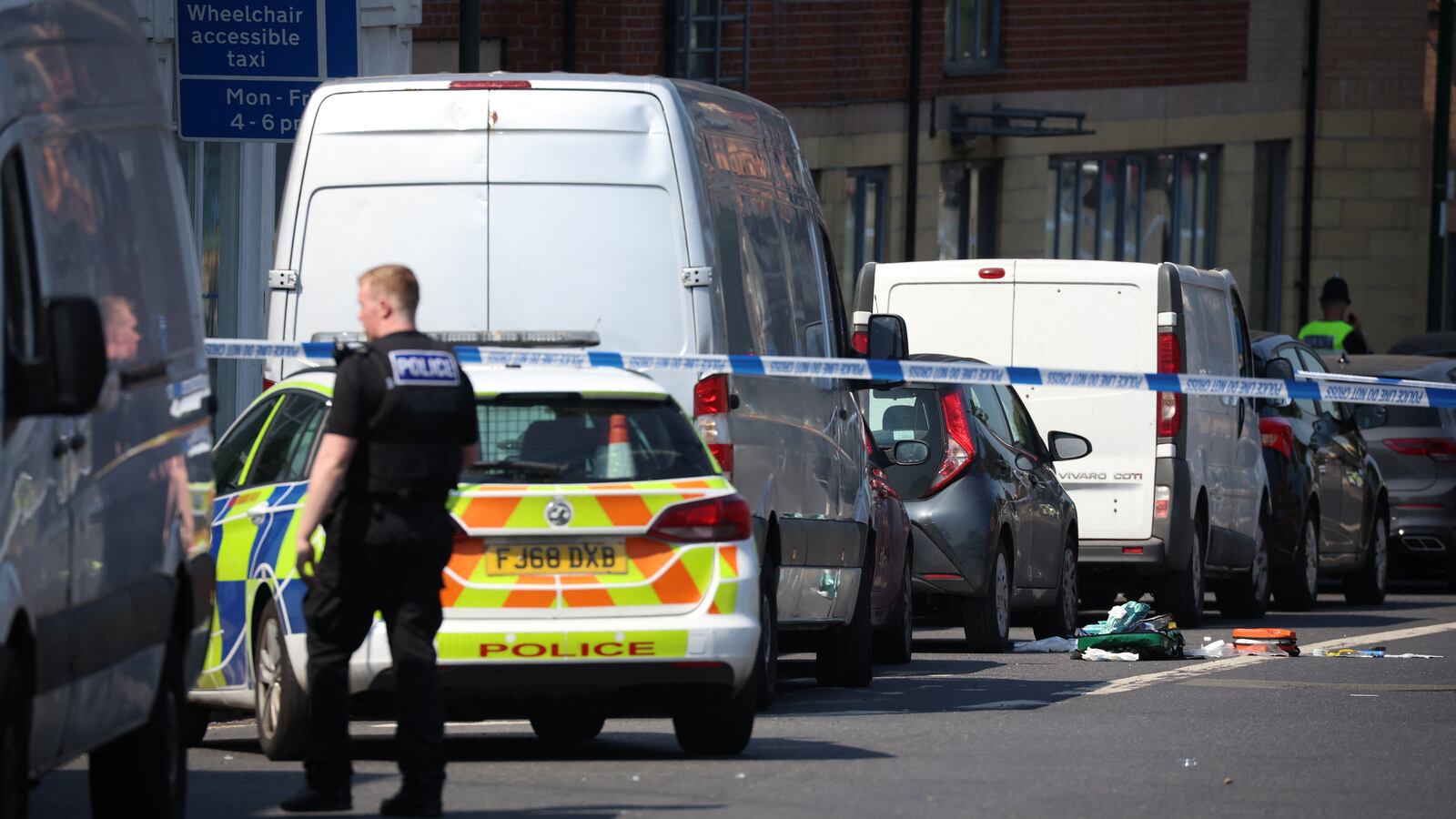 Medical equipment lies on Ilkeston Road following a major incident in Nottingham city center, Nottingham, Britain, June 13, 2023.