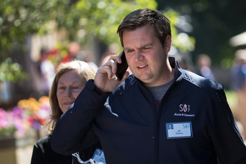 SUN VALLEY, ID - JULY 12: JD Vance, venture capitalist and author of 'Hillbilly Elegy,' attends the second day of the annual Allen & Company Sun Valley Conference, July 12, 2017 in Sun Valley, Idaho. Every July, some of the world's most wealthy and powerful businesspeople from the media, finance, technology and political spheres converge at the Sun Valley Resort for the exclusive weeklong conference. (Photo by Drew Angerer/Getty Images)