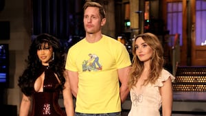 Musical Guest Cardi B, Host Alexander Skarsgård, and Chloe Fineman
