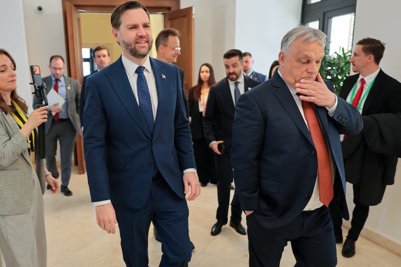 U.S. Vice President JD Vance meets with Hungarian Prime Minister Viktor Orban in Budapest, Hungary, April 7, 2026. REUTERS/Jonathan Ernst/Pool
