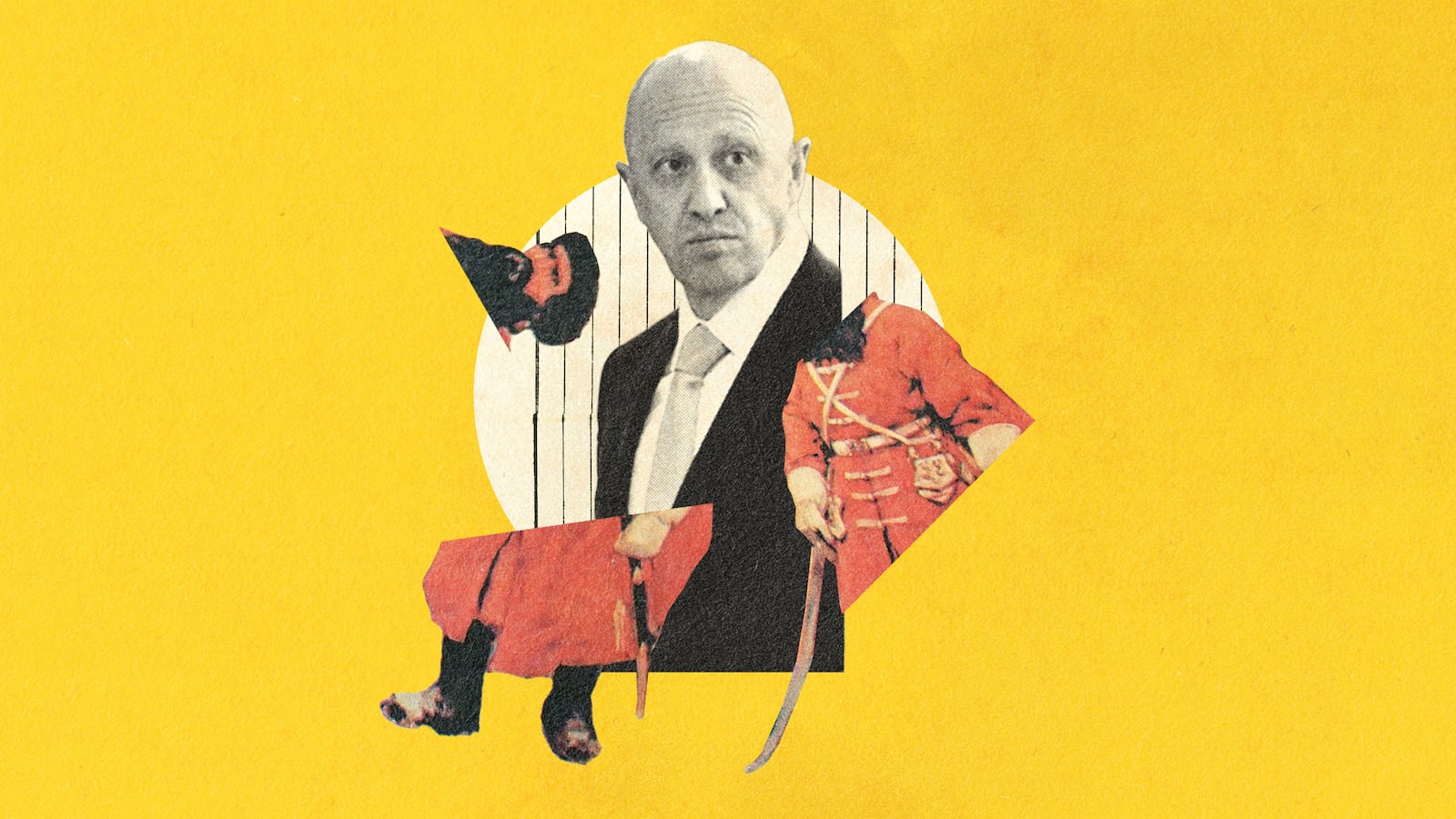 A photo illustration depicting a Streltsy officer around Yevgeny Prigozhin