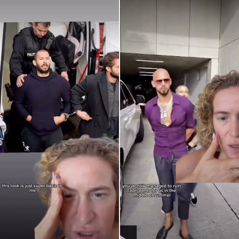 Comedian Grace Campbell rates Andrew Tate's arrest looks.