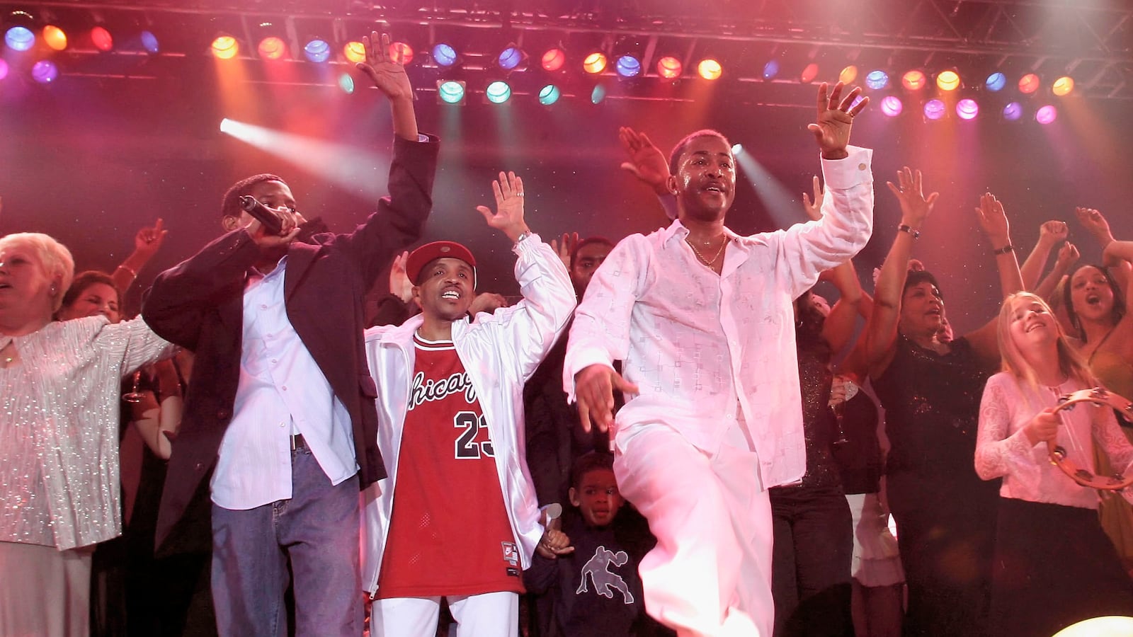ATLANTIC CITY - DECEMBER 31: The R&B group Kool & The Gang usher in The New Year as they perform their mega hit Celebration, for National Telecast on CNN from the stage of The Theater at The Atlantic City Hilton Casino Resort, December 31, 2005 in Atlantic City, New Jersey. (Photo by Donald Kravitz/Getty Images)