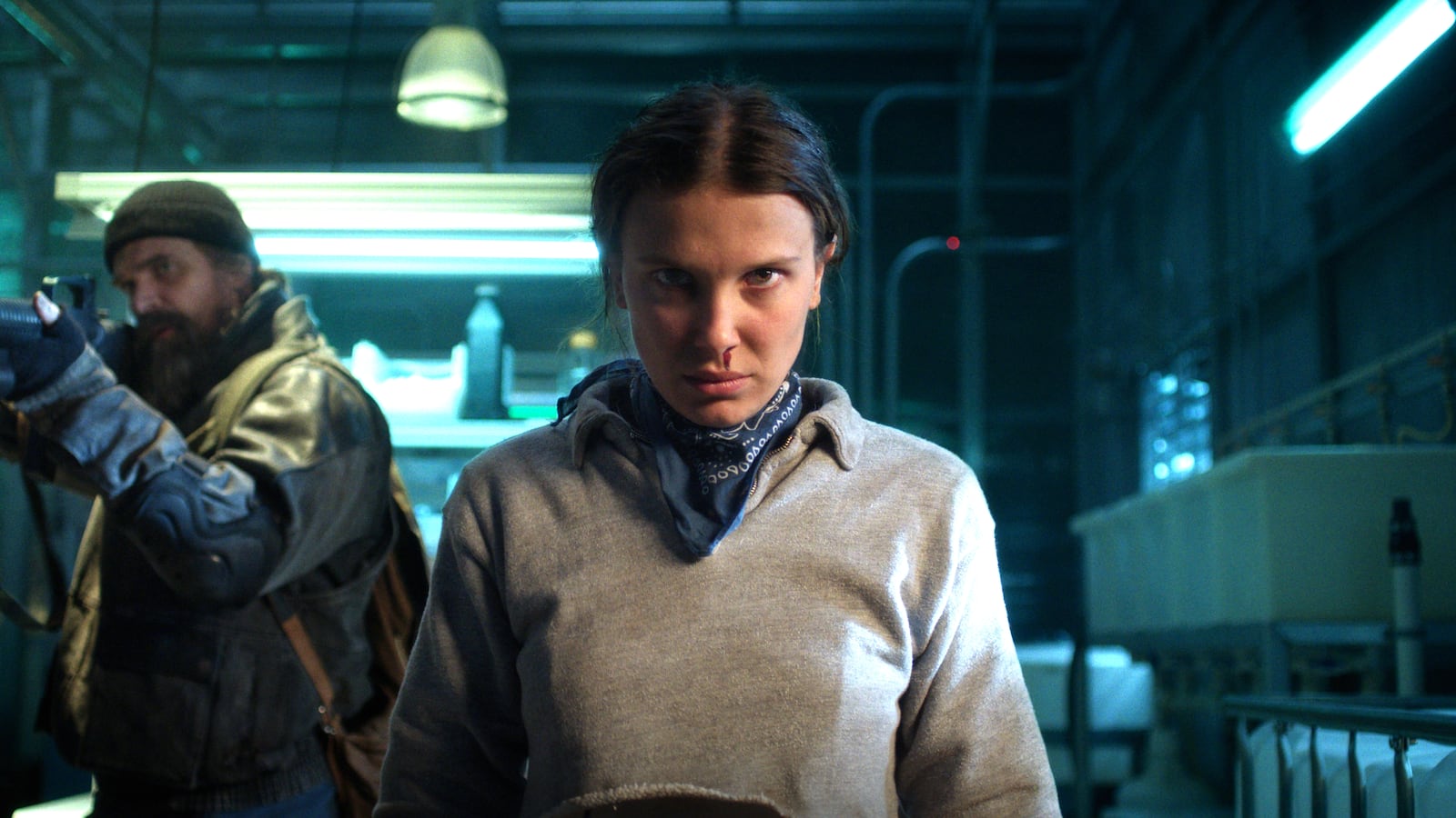David Harbour as Jim Hopper and Millie Bobby Brown as Eleven