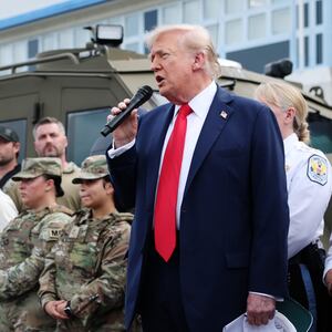 President Donald Trump gives remarks to law enforcement officers at the U.S. Park Police Anacostia Operations Facility on August 21, 2025 in Washington, DC.