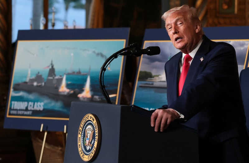 Trump announced the Navy's "Golden Fleet" at Mar-a-Lago last December. Its estimated cost is $275 billion.
