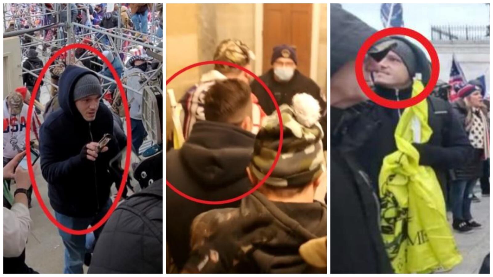 Michael Hennessey allegedly captured on camera in three photos at the U.S. Capitol.