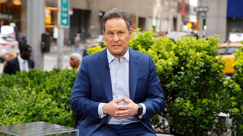 Fox anchor Brian Kilmeade speaks on "The Story With Martha MacCallum" at Fox News Channel Studios on April 08, 2024 in New York City.