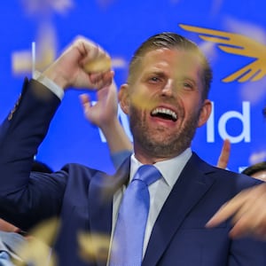 Eric Trump and Donald Trump Jr. ring the NASDAQ opening bell on August 13, 2025 in New York City.