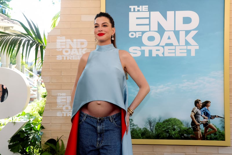 Cast member Anne Hathaway attends the world premiere for the film 'The End of Oak Street' in Los Angeles, California, U.S., August 9, 2026. REUTERS/Mario Anzuoni