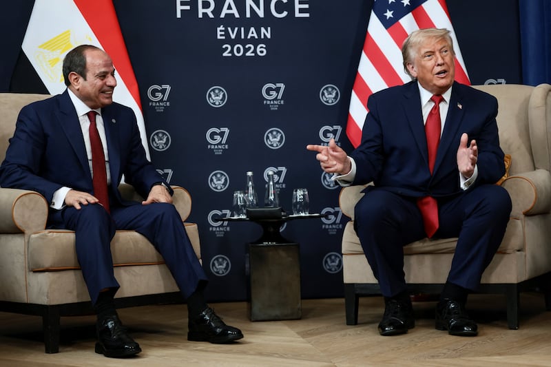 U.S. President Donald Trump attends a bilateral meeting with Egyptian President Abdel Fattah el-Sisi on the sidelines of the G7 Summit in Evian-les-Bains, France, June 17, 2026. REUTERS/Evelyn Hockstein