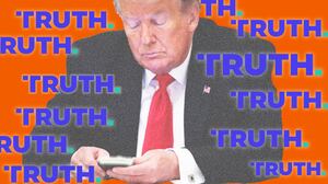 Donald Trump on phone texting illustration
