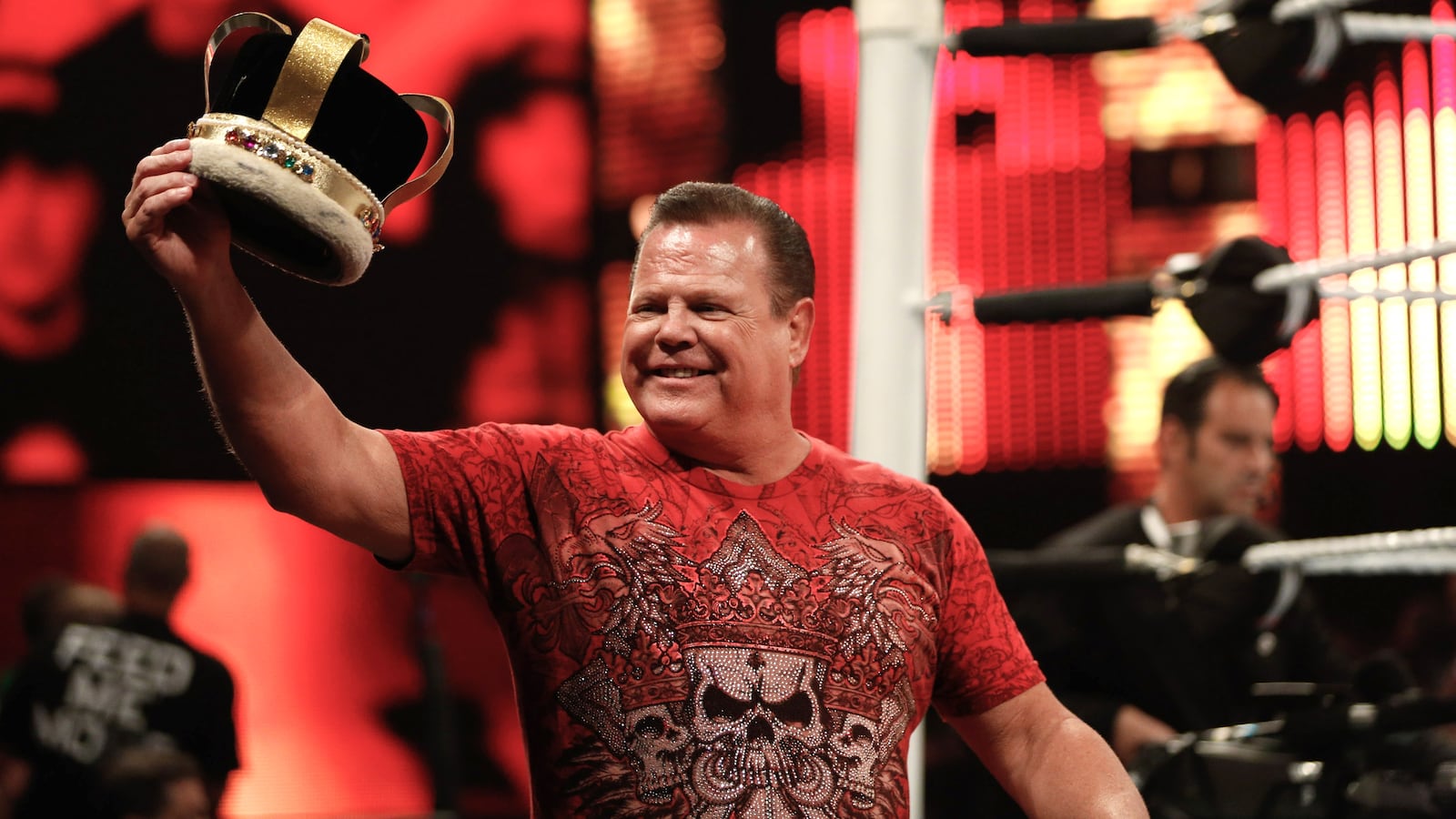 Jerry "The King" Lawler addresses the audience at the WWE SummerSlam 2015
