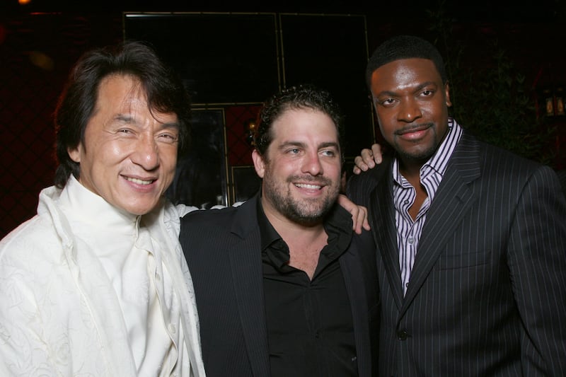 Actor Jackie Chan, director Brett Ratner and actor Chris Tucker at the after party for New Line Cinema's Premiere of 