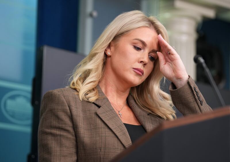 White House Press Secretary Karoline Leavitt speaks during the daily press briefing in the Brady Press Briefing Room at the White House on September 22, 2025 in Washington, DC.