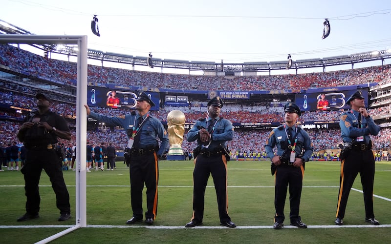 Soccer Football - FIFA World Cup 2026 - Final - Spain v Argentina - New York/New Jersey Stadium, East Rutherford, New Jersey, U.S. - July 19, 2026 General view of security around the pitch during the trophy presentation