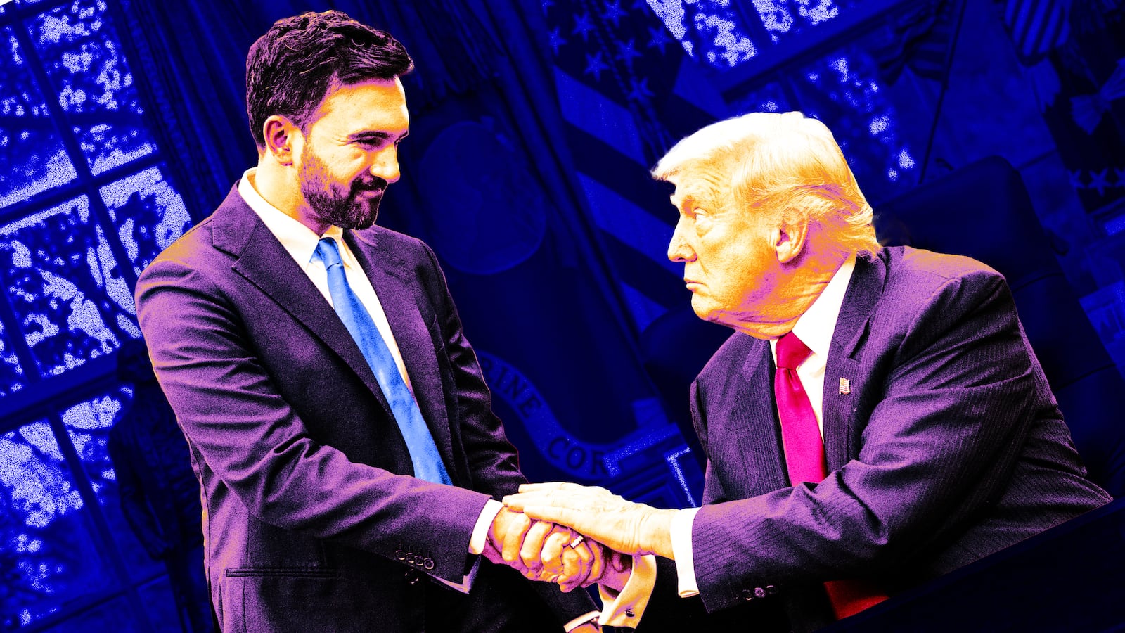 A photo illustration of New York Mayor-elect Zohran Mamdani and President Donald Trump.