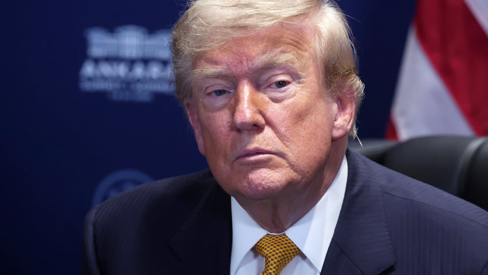US President Donald Trump reacts as he meets with NATO Secretary General on the sidelines of the NATO summit in Ankara, on July 8, 2026.