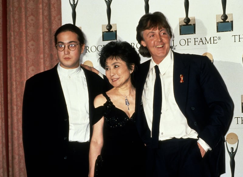 Sean Lennon, Yoko Ono, and Paul McCartney  at the Rock and Roll Hall of Fame in 1994