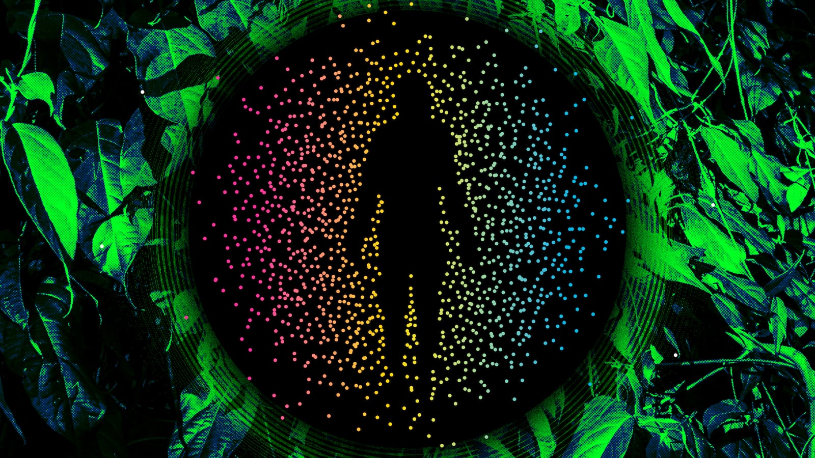 A photo illustration of a psychedelic ayahuasca trip.