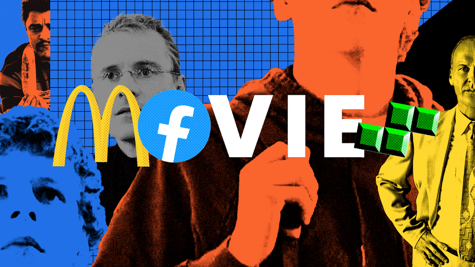 A photo illustration with the word "movies" rotating out of different company logos