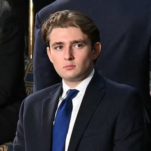 Barron Trump, son of US President Donald Trump, stands before the arrival of President Trump for the State of the Union address in the House Chamber of the US Capitol in Washington, DC, on February 24, 2026.