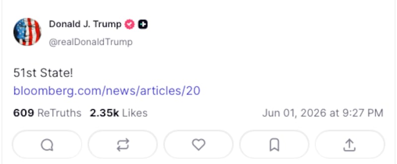 Trump once again pushed for the acquisition of Canada on Monday.