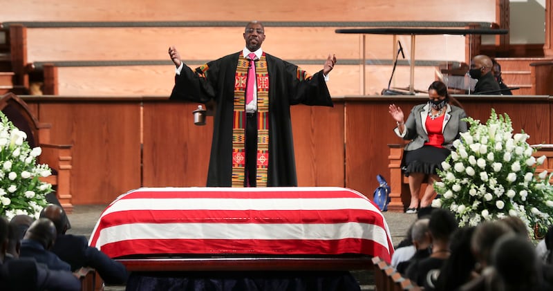 Rev. Raphael Warnock presiding over Rep. John Lewis' funeral