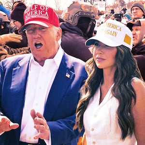 A photo illustration of Donald Trump, Kristi Noem, and ICE agents in Minnesota.