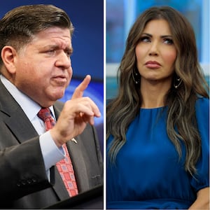 JB Pritzker and Kristi Noem