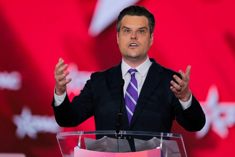Matt Gaetz speaks during the 2026 Conservative Political Action Conference (CPAC) in Grapevine, Texas, U.S., March 26, 2026. REUTERS/Callaghan O'Hare