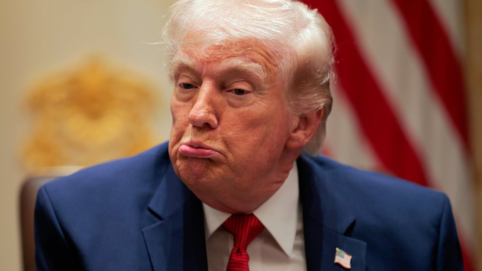 WASHINGTON, DC - MARCH 26: U.S. President Donald Trump reacts during a Cabinet meeting in the Cabinet Room of the White House on March 26, 2026 in Washington, DC. This is Trump's second Cabinet meeting of 2026 and the first since the United States and Israel began attacking Iran on February 28. (Photo by Chip Somodevilla/Getty Images)