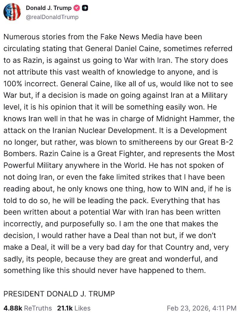 Donald Trump on Truth Social