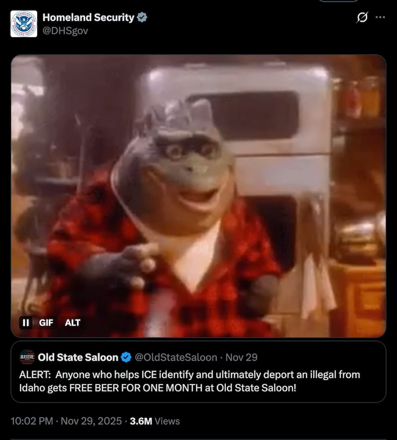 The DHS meme which led to an avalanche of negative reviews, calls and emails.