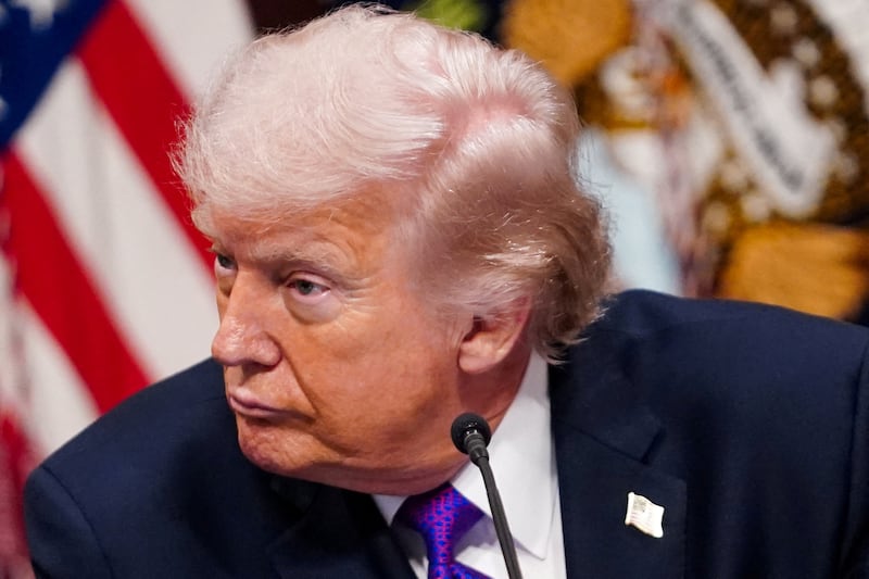 U.S. President Donald Trump attends a roundtable on the Ratepayer Protection Pledge in the Indian Treaty Room in the Eisenhower Executive Office Building (EEOB) on the White House campus in Washington, D.C., U.S., March 4, 2026.