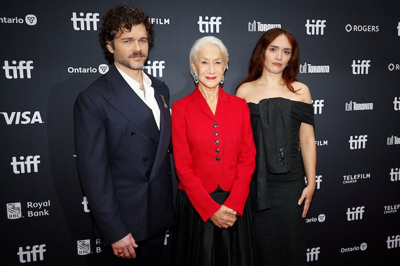Alden Ehrenreich, Helen Mirren and Olivia Cooke attend the red carpet for "A Talent For Murder" at the Toronto International Film Festival (TIFF) in Toronto, Ontario, Canada, Sept. 14, 2026.