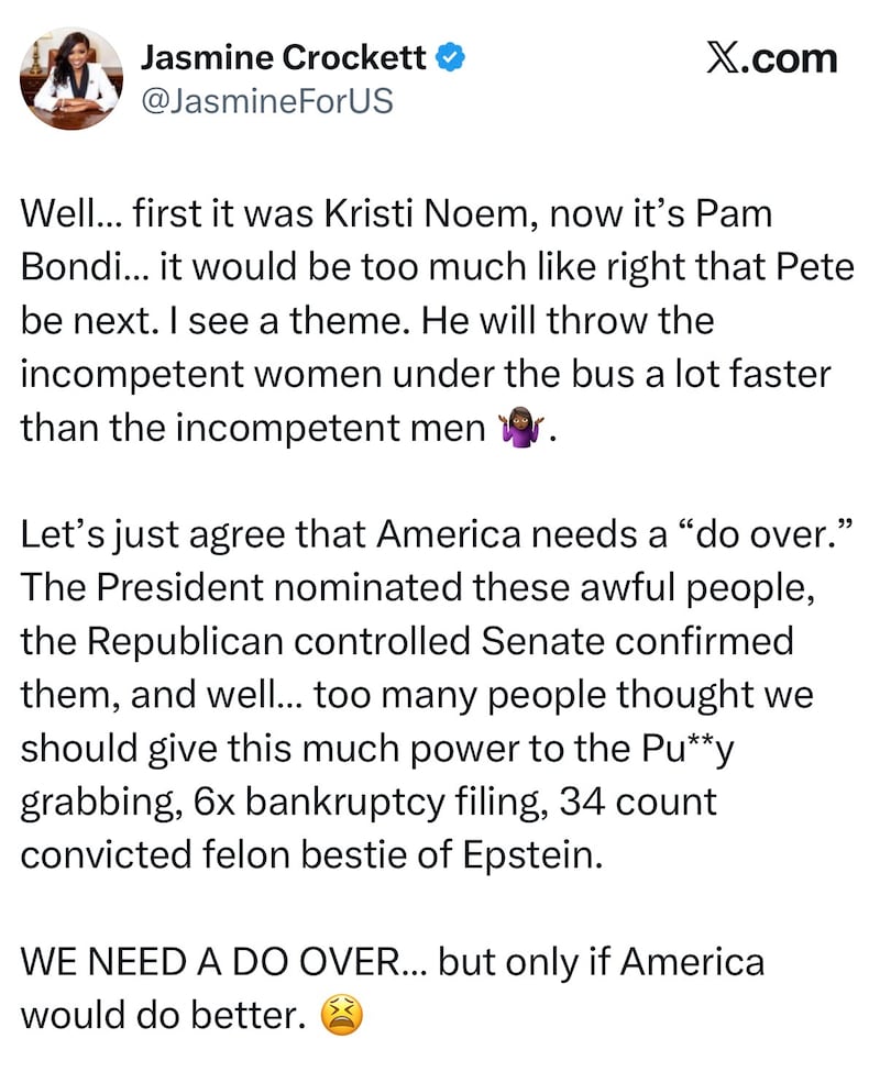 jasmine crockett tweet