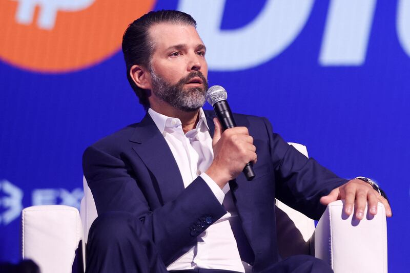 Donald Trump Jr. speaks during The Bitcoin Conference at The Venetian Las Vegas in Las Vegas, Nevada, on May 27, 2025.
