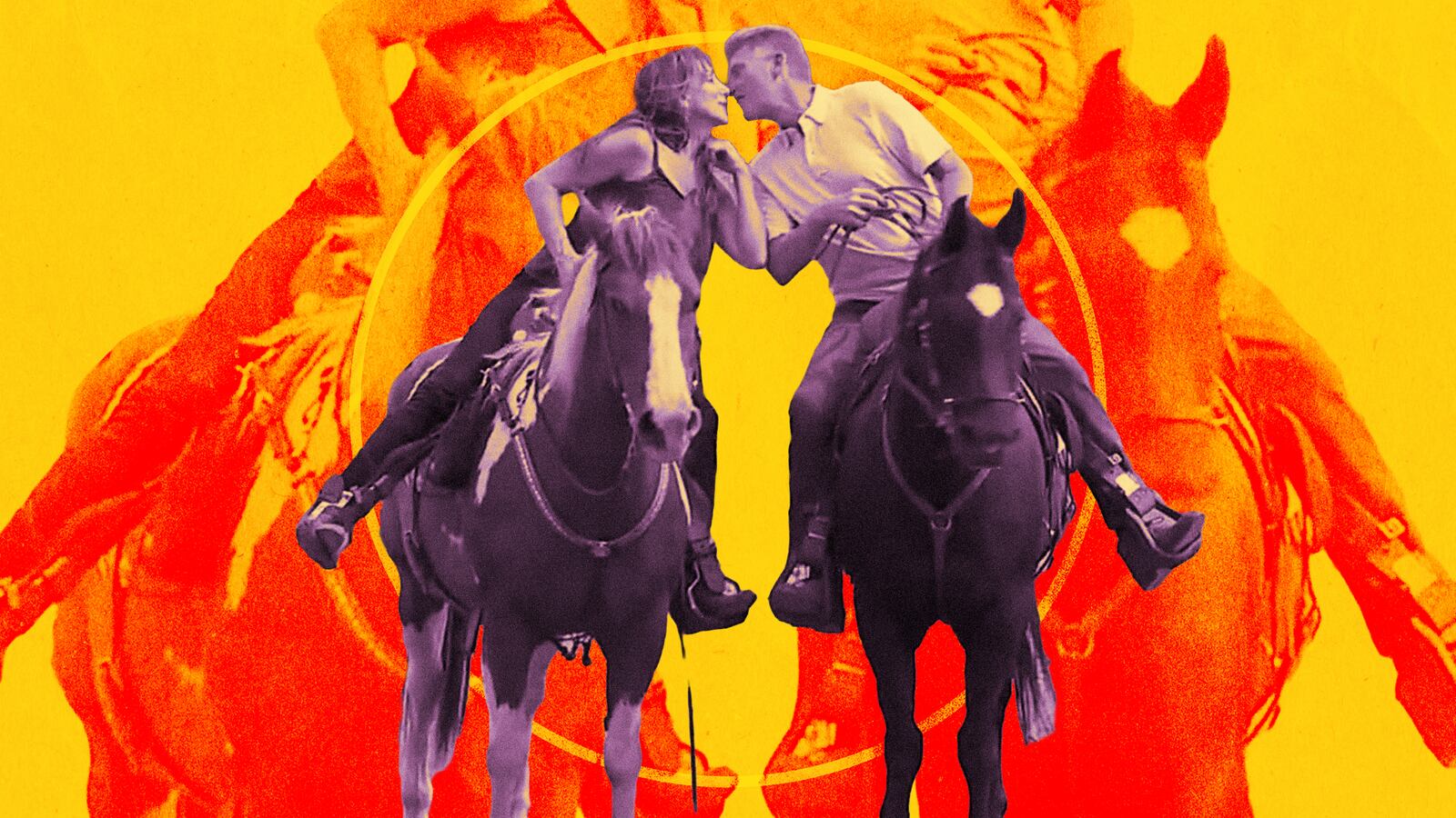 A photo illustration of Gerry Turner on a horseback ride during Hometowns week.