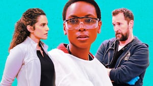 A photo illustration of Sepideh Moafi, Tracy Ifeachor, and Noah Wyle in The Pitt.