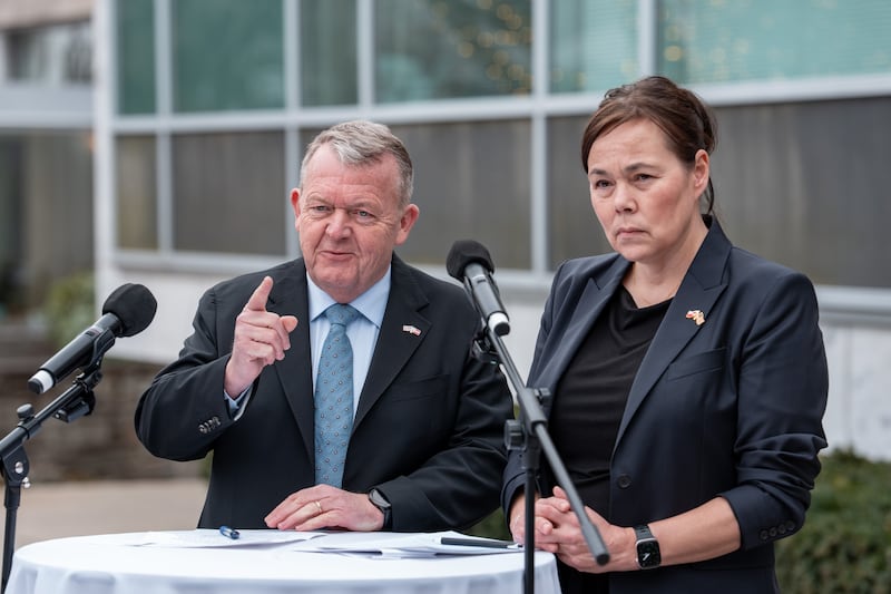 Danish Foreign Minister Lars Lokke Rasmussen and Greenlandic Foreign Minister Vivian Motzfeldt