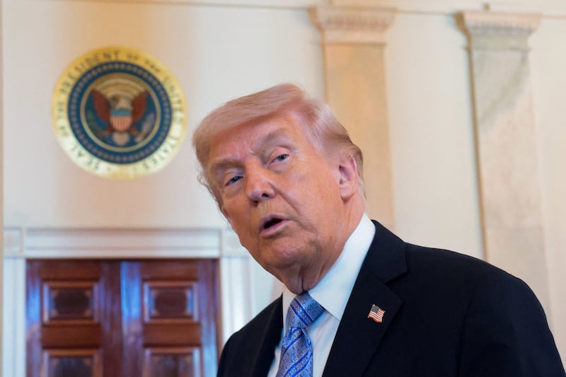 U.S. President Donald Trump speaks as he meets small business owners at the White House in Washington, D.C., U.S., May 4, 2026.
