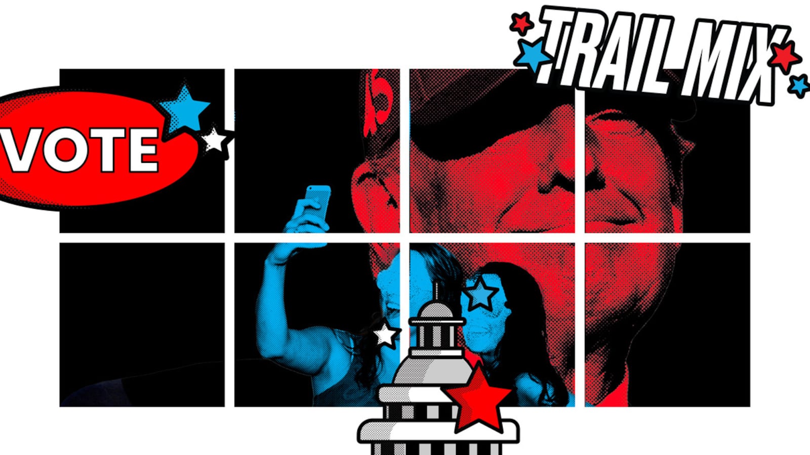 A photo illustration with Donald Trump.