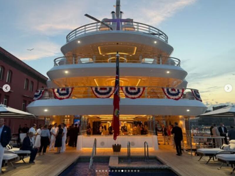 American flag bunting on the Boardwalk superyacht.