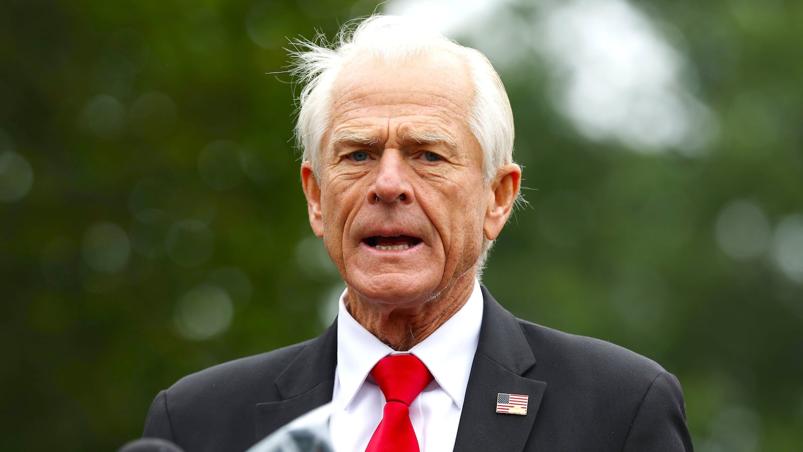 White House senior counselor for trade and manufacturing Peter Navarro speaks to reporters outside of the West Wing of the White House on August 21, 2025 in Washington, DC.