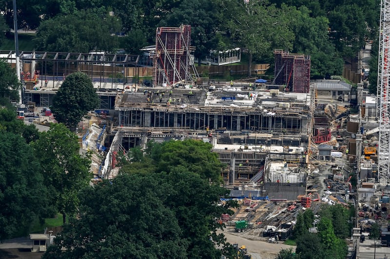 Construction continues on the planned White House ballroom where the East Wing one stood in Washington, D.C., U.S., July 11, 2026. REUTERS/Daniel Heuer
