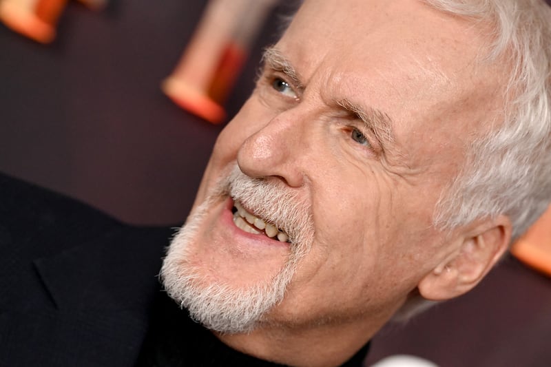 PARIS, FRANCE - DECEMBER 04: James Cameron attends the "Avatar: Fire And Ash" Photocall at Hotel Shangri-La on December 04, 2025 in Paris, France. (Photo by Pascal Le Segretain/Getty Images)