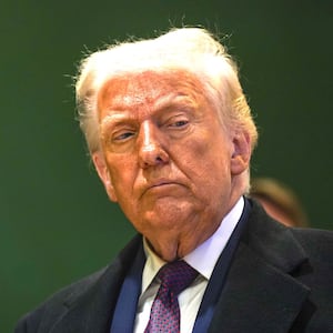 U.S. President Donald Trump is pictured after his meeting with Ukrainian President Volodymyr Zelensky