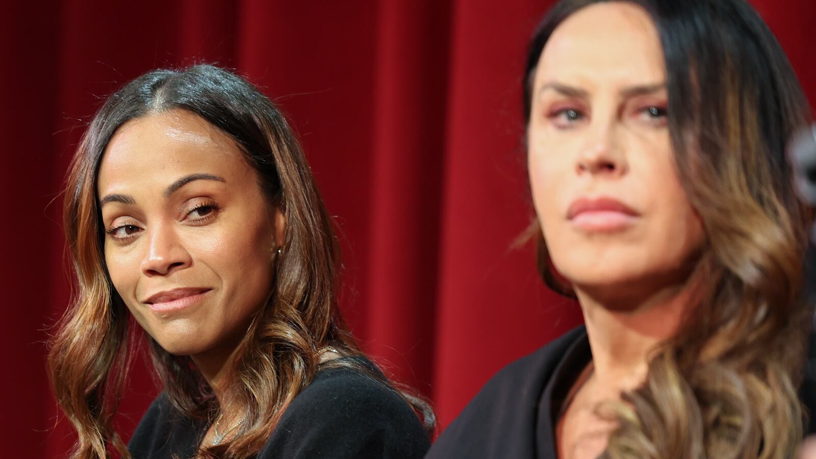 LOS ANGELES, CALIFORNIA - NOVEMBER 19: Selena Gomez, Zoe Saldaña and Karla Sofía Gascón attend the SAG-AFTRA Foundation Conversations Presents "Emilia Perez" at The Meryl Streep Center for Performing Artists on November 19, 2024 in Los Angeles, California. (Photo by Araya Doheny/Getty Images for SAG-AFTRA Foundation)