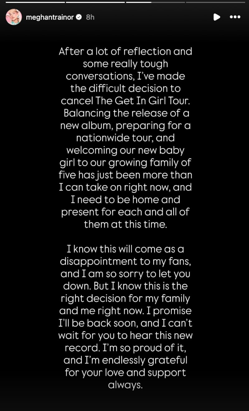 Meghan Trainor IG story